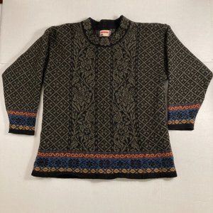 Norwear  vintage 100% Wool  Nordic  sweater tunic M women floral